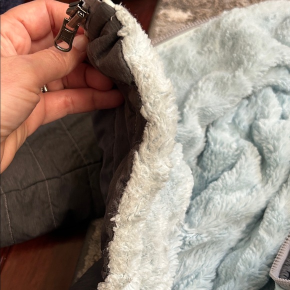 The North Face Gray Quilted Jacket with Light Blue Sherpa Lining - Picture 7 of 8